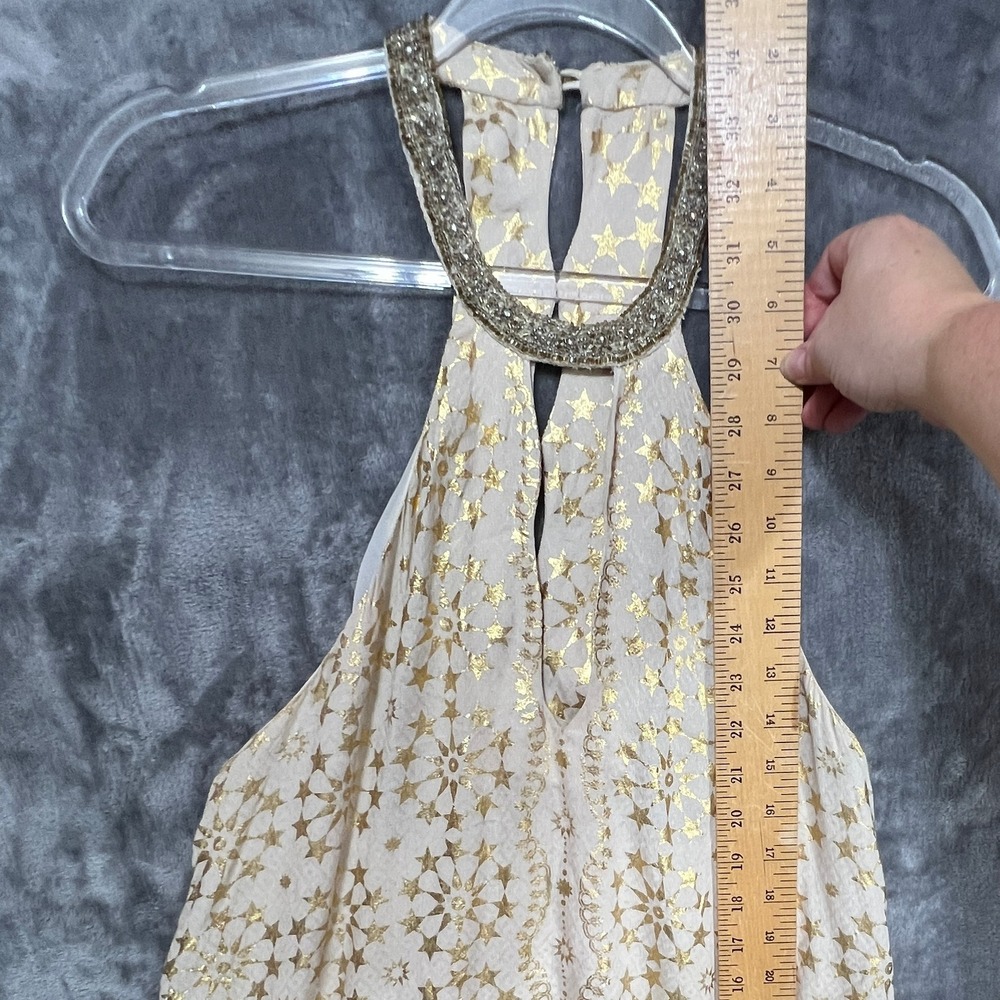 Kimchi Blue Gold Star Celestial Beaded Halter Mini Dress Small Boho Festival - Picture 9 of 10
